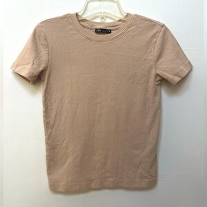 ZARA Women’s (size S) Cotton Scoopneck T-Shirt Nude Peach Tan Neutral Tee